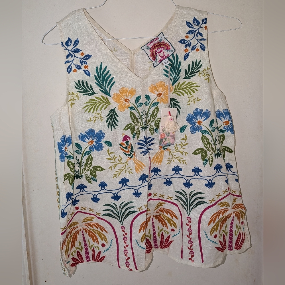 NWT Johnny Was Button Back Linen Tank